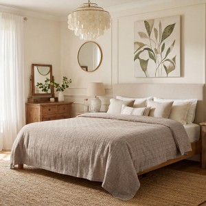 img-ΚΟΥΒΕΡΤΑ ΖΑΚΑΡ KING SIZE  MATLASSE ROMVIA 260X270 BEIGE (360 gsm)