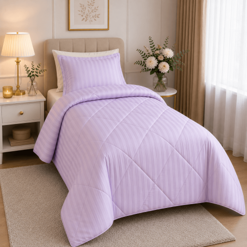 img-Πάπλωμα Σατέν Ριγέ Μονό 160x240 Lilac