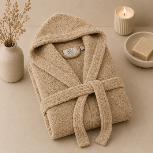img-Μπουρνούζι Με Κουκούλα Beige - Large