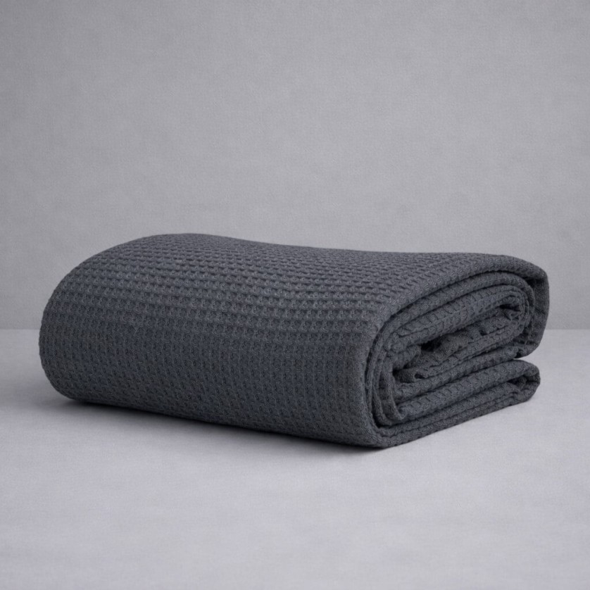 Κουβέρτα Πικέ Μονή Waffle 165χ245 Dark Grey