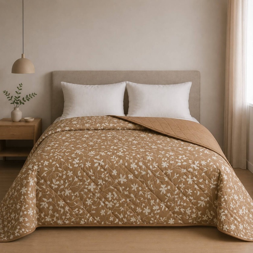 Κουβερλι Υπέρδιπλα 220x240 Pied De Poule Beige