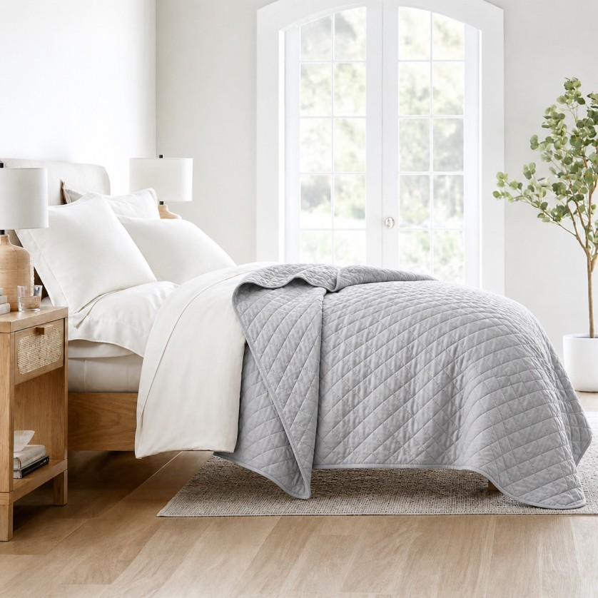 Κουβερλί Υπέρδιπλο Ξενοδοχείου 100% Cοtton Grey