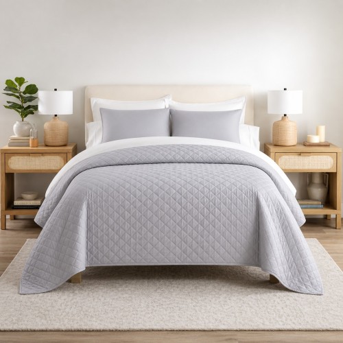 img-Κουβερλί Υπέρδιπλο Ξενοδοχείου 100% Cοtton Grey