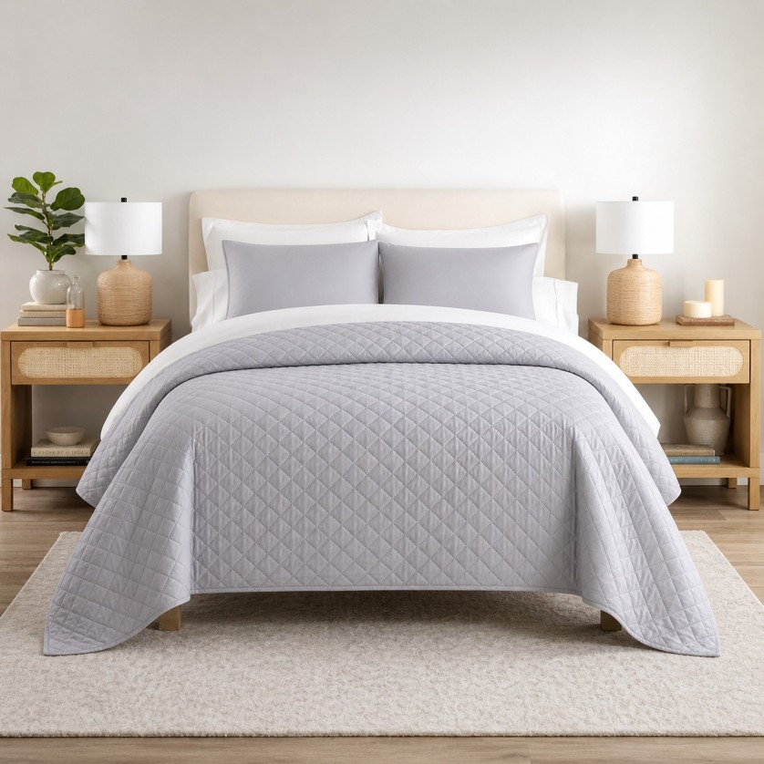 Κουβερλί Υπέρδιπλο Ξενοδοχείου 100% Cοtton Grey