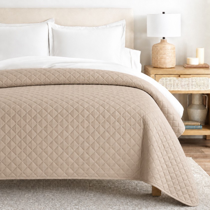 Κουβερλί Υπέρδιπλο Ξενοδοχείου 100% Cοtton Beige