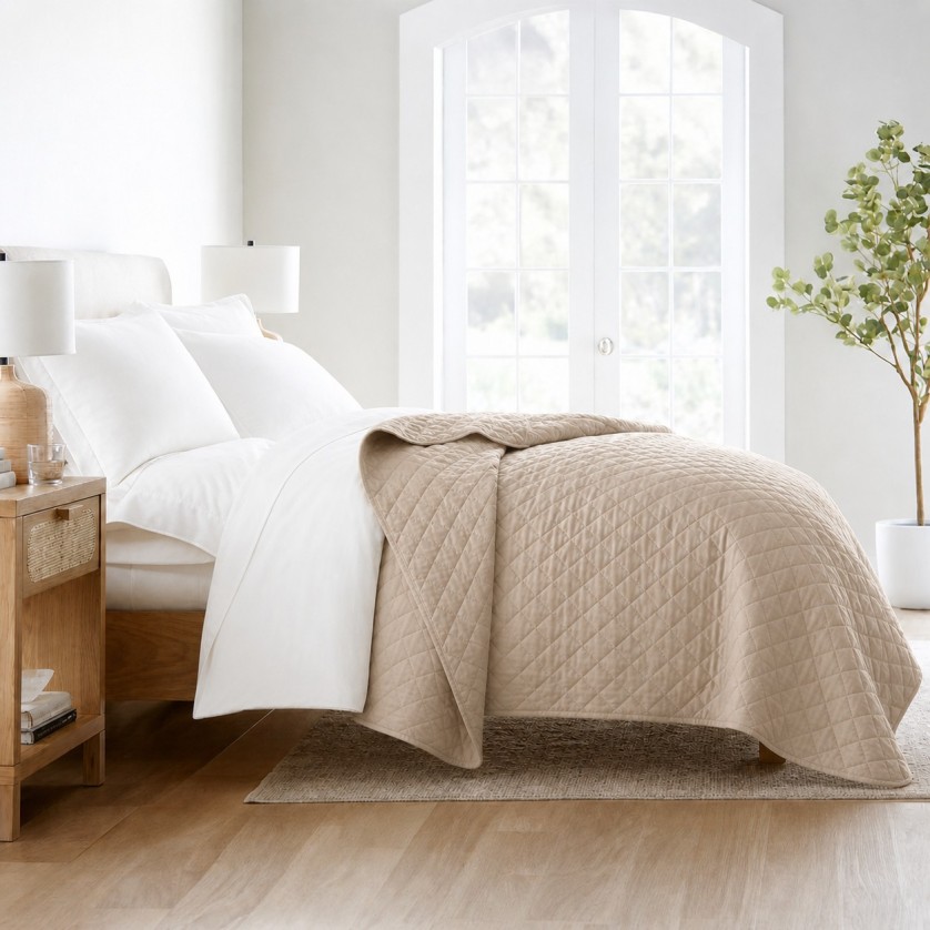 Κουβερλί Υπέρδιπλο Ξενοδοχείου 100% Cοtton Beige