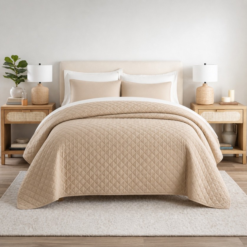 Κουβερλί Υπέρδιπλο Ξενοδοχείου 100% Cοtton Beige