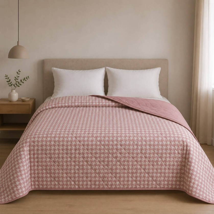 Κουβερλι Υπέρδιπλα 220x240 Pied De Poule Beige