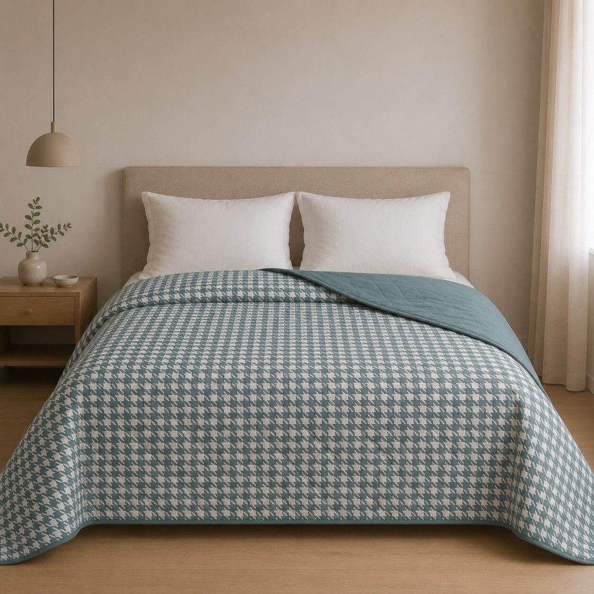 Κουβερλι Υπέρδιπλα 220x240 Pied De Poule Beige