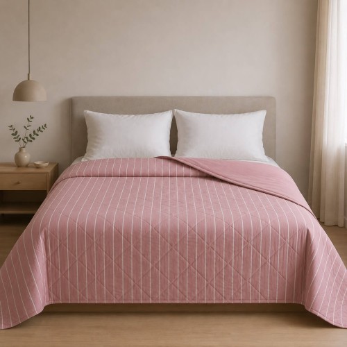 img-Κουβερλι Υπέρδιπλα 220x240 Stripe Dusty Rose