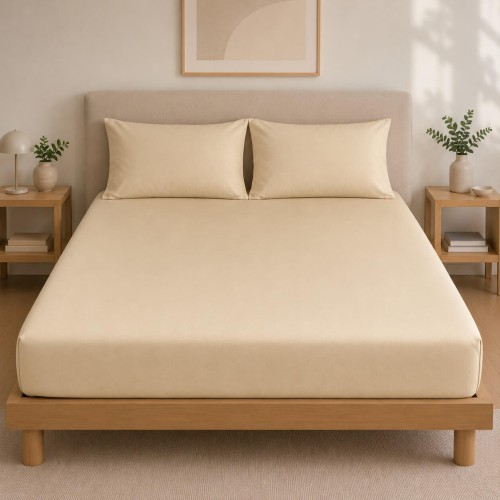 img-Σεντόνι Με Λάστιχο Πεννιέ Beige (1.00x2.00+0.40)
