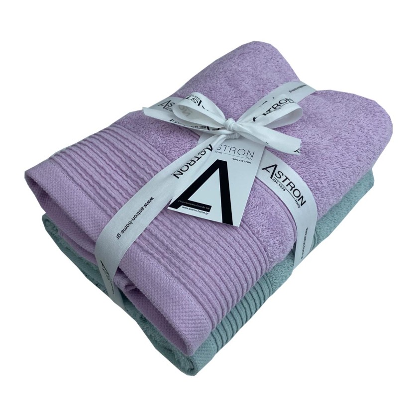 Πετσέτες Προσώπου Σετ 2 Τεμαχίων Mint Light Lilac Πετσέτες Προσώπου Σετ 2 Τεμαχίων Mint Light Lilac