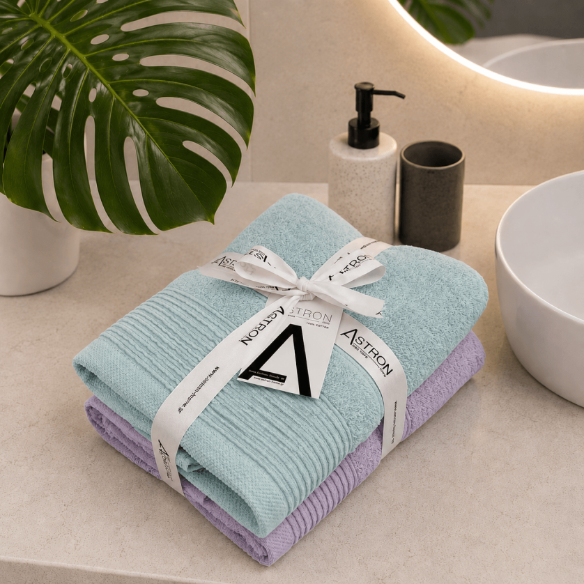Πετσέτες Προσώπου Σετ 2 Τεμαχίων Mint Light Lilac Πετσέτες Προσώπου Σετ 2 Τεμαχίων Mint Light Lilac
