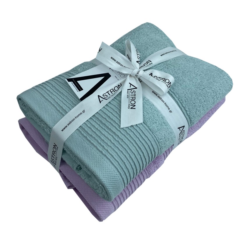 Πετσέτες Προσώπου Σετ 2 Τεμαχίων Mint Light Lilac Πετσέτες Προσώπου Σετ 2 Τεμαχίων Mint Light Lilac