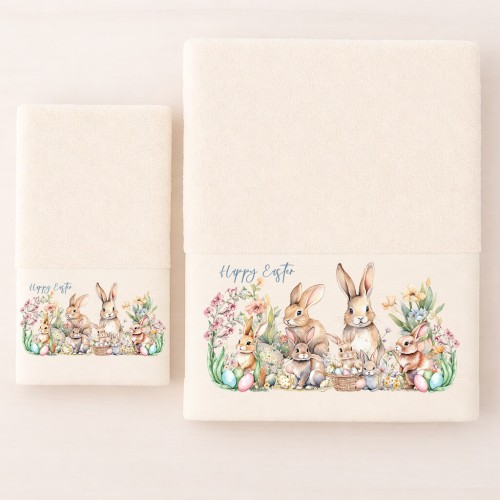 img-Πασχαλινές Πετσέτες Σετ 2 τεμ. Rabbit Family