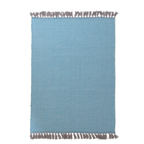 img-Χαλί Urban Cotton Kilim Houndstooth Caribbean Sea Royal Carpet - 130 x 190 cm
