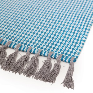 img-Χαλί Urban Cotton Kilim Houndstooth Caribbean Sea Royal Carpet - 130 x 190 cm