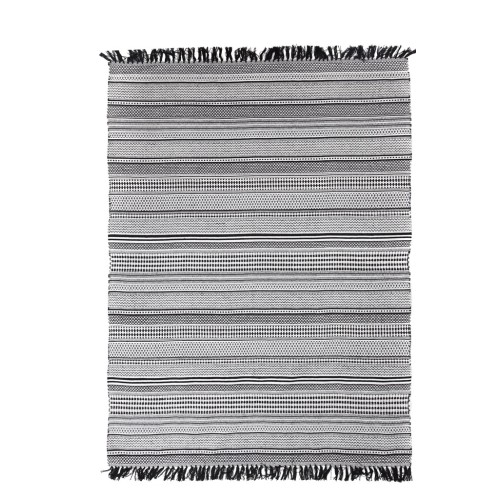 img-Χαλί Urban Cotton Kilim Samaira Black White Royal Carpet - 160 x 230 cm