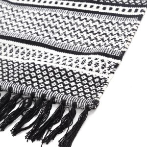 img-Χαλί Urban Cotton Kilim Samaira Black White Royal Carpet - 130 x 190 cm