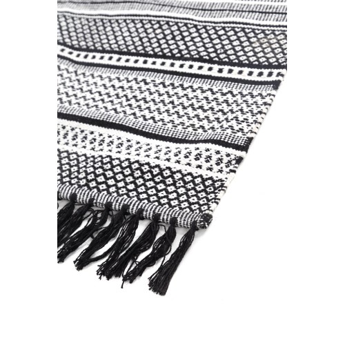 img-Χαλί Urban Cotton Kilim Samaira Black White Royal Carpet - 160 x 230 cm