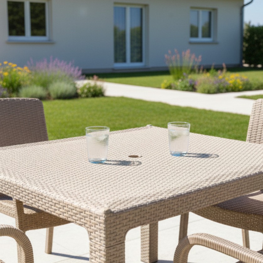 Τραπέζι Rattan BREEZE BEIGE Τραπέζι: 90 x 90 εκ. Τραπέζι Rattan BREEZE BEIGE Τραπέζι: 90 x 90 εκ.