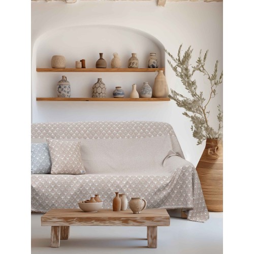img-Ριχτάρι DOMINOR BEIGE Ριχτάρι τριθέσιου καναπέ: 170 x 300 εκ.