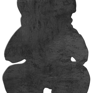 img-Παδικό Χαλί FEATHERY BLACK TEDDY BEAR 120 x 140 εκ.