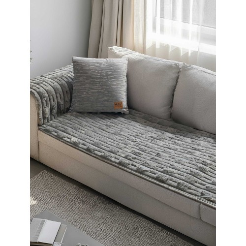 img-Μεμονωμένο γούνινo κάλύμμα FLAURA GREY Μεμονωμένο γούνινο κάλυμμα για διθέσιο καναπέ  120 x 75 εκ.