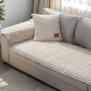 img-Μεμονωμένο γούνινo κάλύμμα MAISONY BEIGE Μεμονωμένο γούνινο κάλυμμα για καναπέ γωνία  300 x 90 εκ.