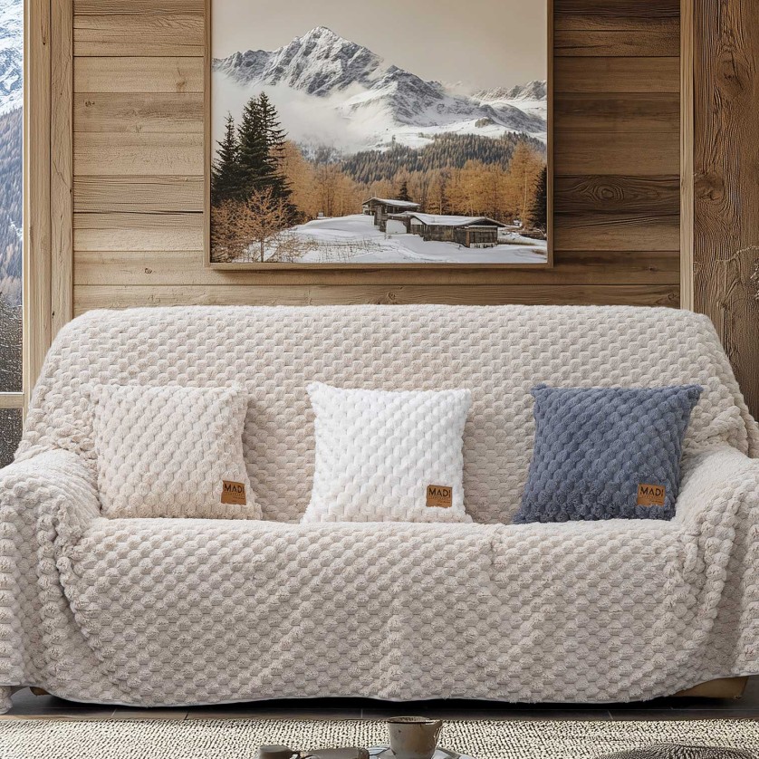 Ριχτάρι MAISONY BEIGE Ριχτάρι τριθέσιου καναπέ: 180 x 300 εκ.