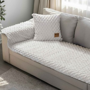 img-Μεμονωμένο γούνινo κάλύμμα MAISONY WHITE Μεμονωμένο γούνινο κάλυμμα για καναπέ γωνία  250 x 90 εκ.