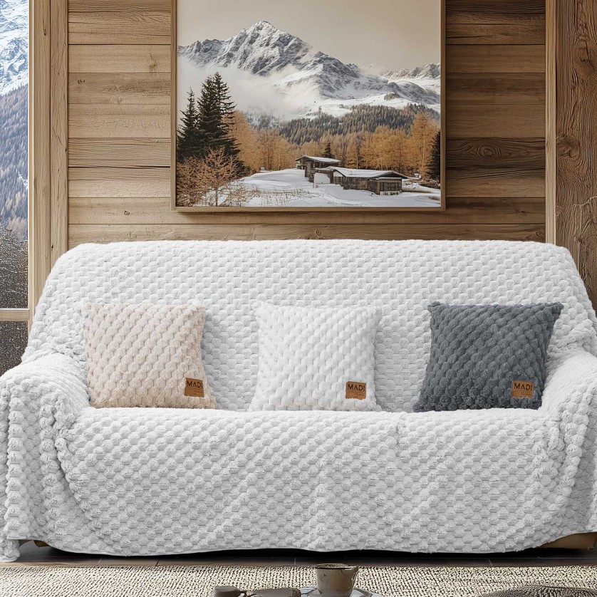 Ριχτάρι MAISONY WHITE Ριχτάρι διθέσιου καναπέ: 180 x 250 εκ.