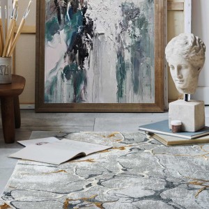 img-Χαλί MARBLE GREY GOLD Στρόγγυλο χαλί 165 εκ.