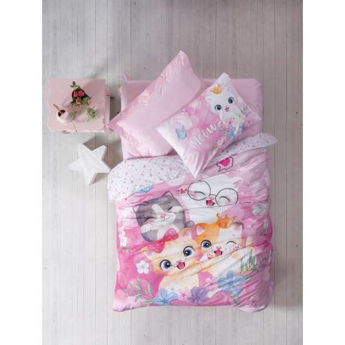 img-Παιδικό Σετ Κουβερλί MEOW Σετ κουβερλί μονό: 170 x 240 + 1 μαξιλαροθήκη 50 x 70 εκ.