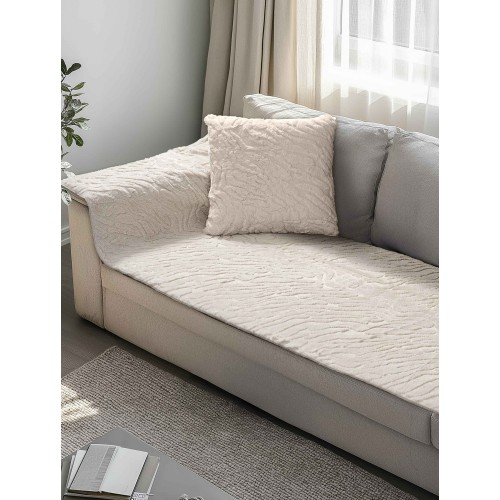 img-Μεμονωμένο γούνινo κάλυμμα SERANI BEIGE Μεμονωμένο γούνινο κάλυμμα για καναπέ γωνία  250 x 90 εκ.