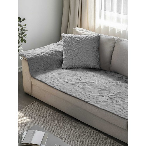 img-Μεμονωμένο γούνινo κάλυμμα SERANI GREY Μεμονωμένο γούνινο κάλυμμα για καναπέ γωνία  300 x 90 εκ.