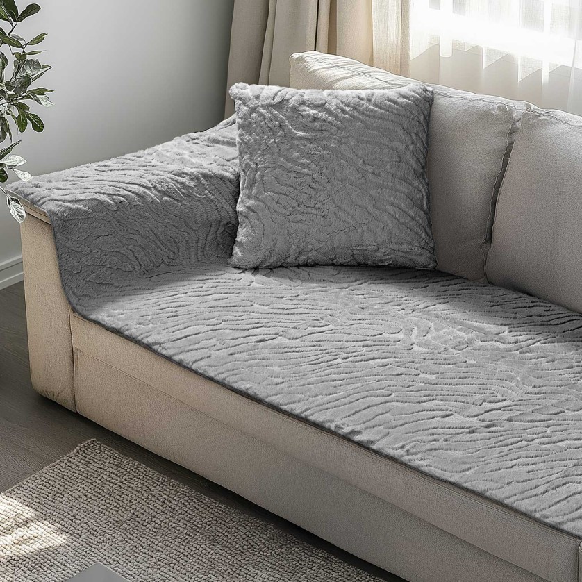 Μεμονωμένο γούνινo κάλυμμα SERANI GREY Μεμονωμένο γούνινο κάλυμμα για τριθέσιο καναπέ  180 x 90 εκ.