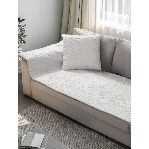 img-Μεμονωμένο γούνινo κάλυμμα SERANI WHITE Μεμονωμένο γούνινο κάλυμμα για καναπέ γωνία  250 x 90 εκ.