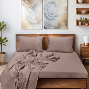 img-Σεντόνι SLEEK BROWN Σεντόνι μονό με λάστιχο: 100 x 200+35 εκ.