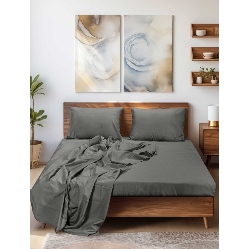 img-Σεντόνι SLEEK GREY Σεντόνι μονό με λάστιχο: 100 x 200+35 εκ.