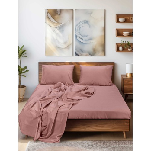 img-Σεντόνι SLEEK PINK Σεντόνι μονό με λάστιχο: 100 x 200+35 εκ.