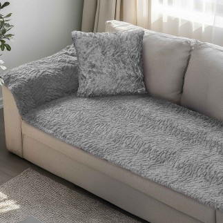 img-Μεμονωμένο γούνινo κάλύμμα SOGGY GREY Μεμονωμένο γούνινο κάλυμμα για τριθέσιο καναπέ  180 x 90 εκ.