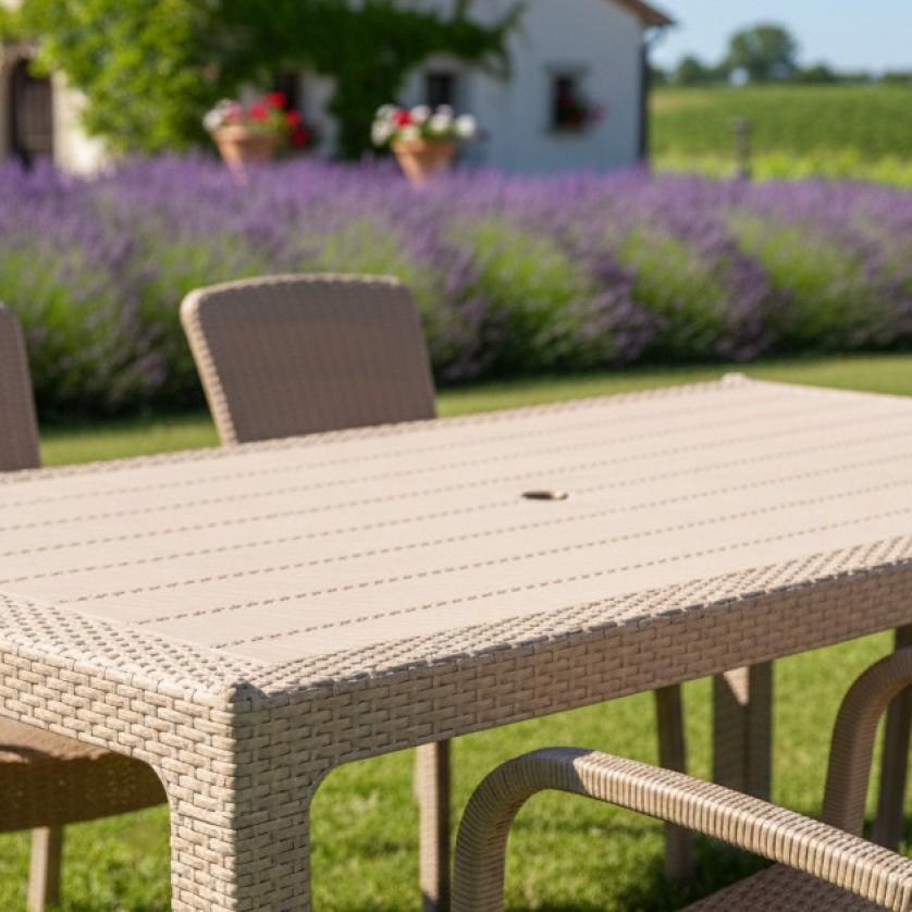 Τραπέζι Rattan SUNSET BEIGE Τραπέζι: 90 x 150 εκ.
