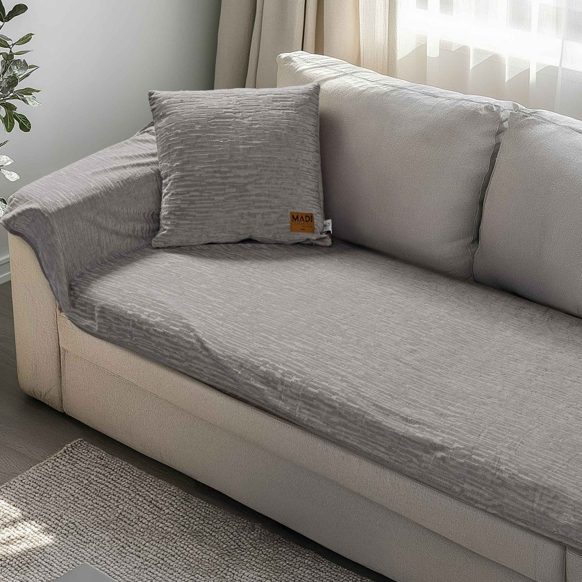 Μεμονωμένο ανάγλυφο κάλυμμα VERITAS GREY Μεμονωμένο αναγλυφο κάλυμμα για τριθέσιο καναπέ  180 x 90 εκ.