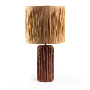 img-Επιτραπέζιο Φωτιστικό Brava Raffia Terracotta (36x36x60) Soulworks 0880003