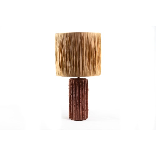 img-Επιτραπέζιο Φωτιστικό Brava Raffia Terracotta (36x36x60) Soulworks 0880003