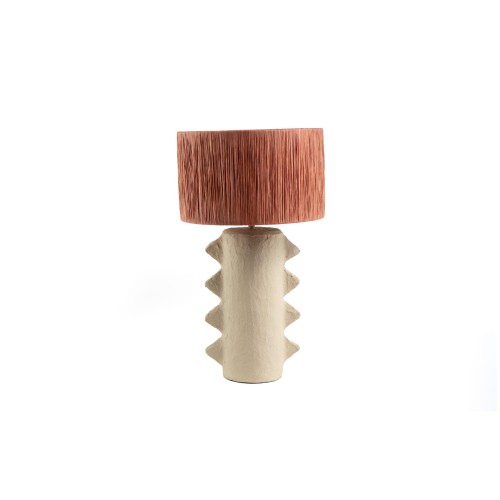 img-Επιτραπέζιο Φωτιστικό Miela Raffia Beige Terracota (34x34x52) Soulworks 0880005